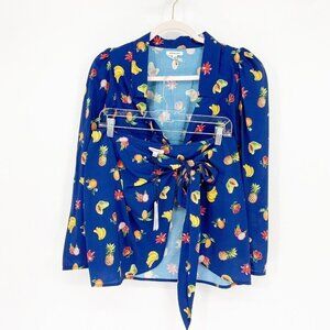 WeWoreWhat Blue Tropical Fruit Wrap Swim Coverup